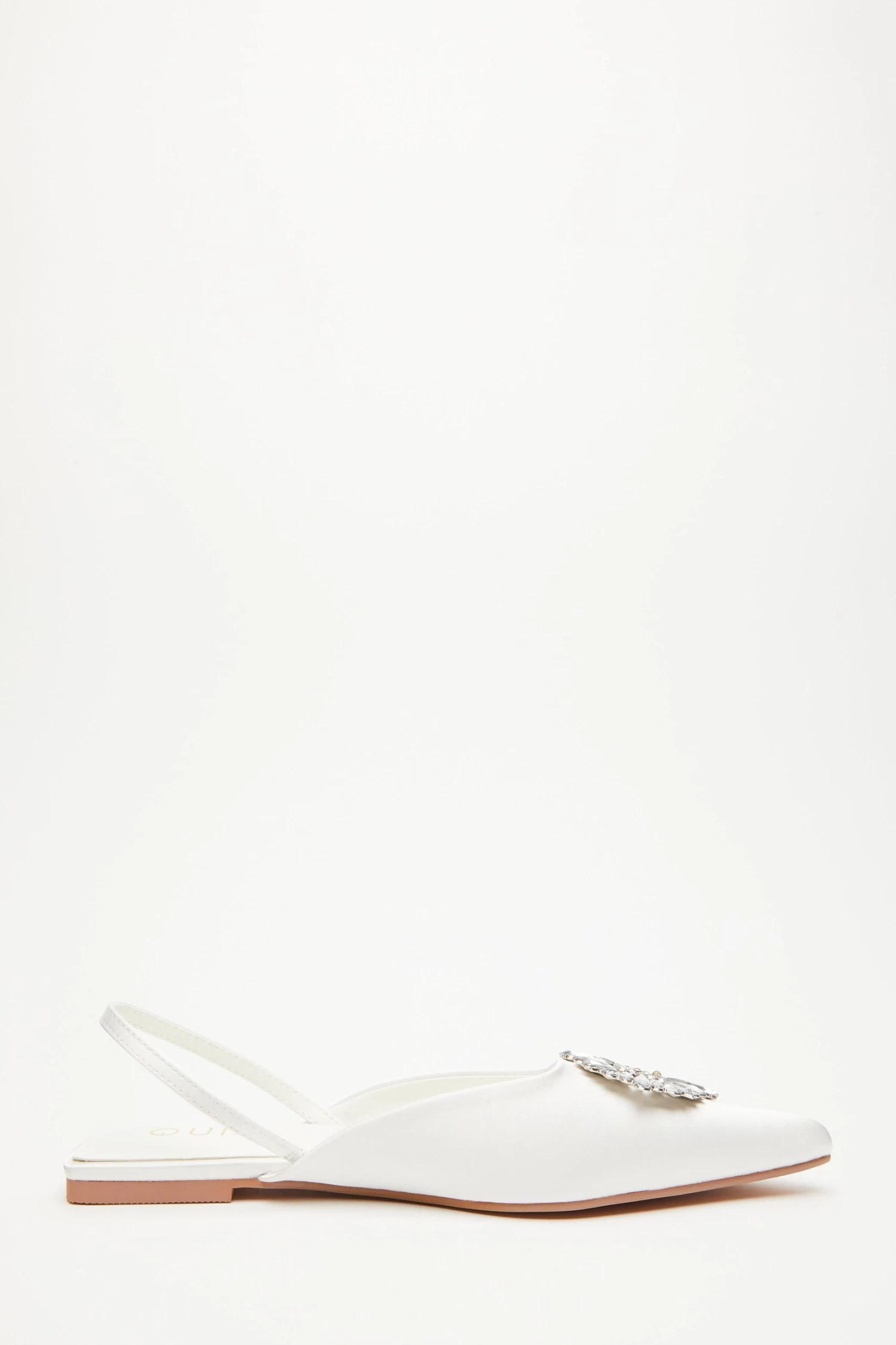 Bridal White Satin Brooch Flat Pumps - Image 6