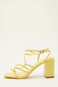 Yellow Strappy Block Heeled Sandals