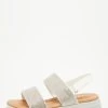 Wide Fit Silver Diamante Comfort Sandals