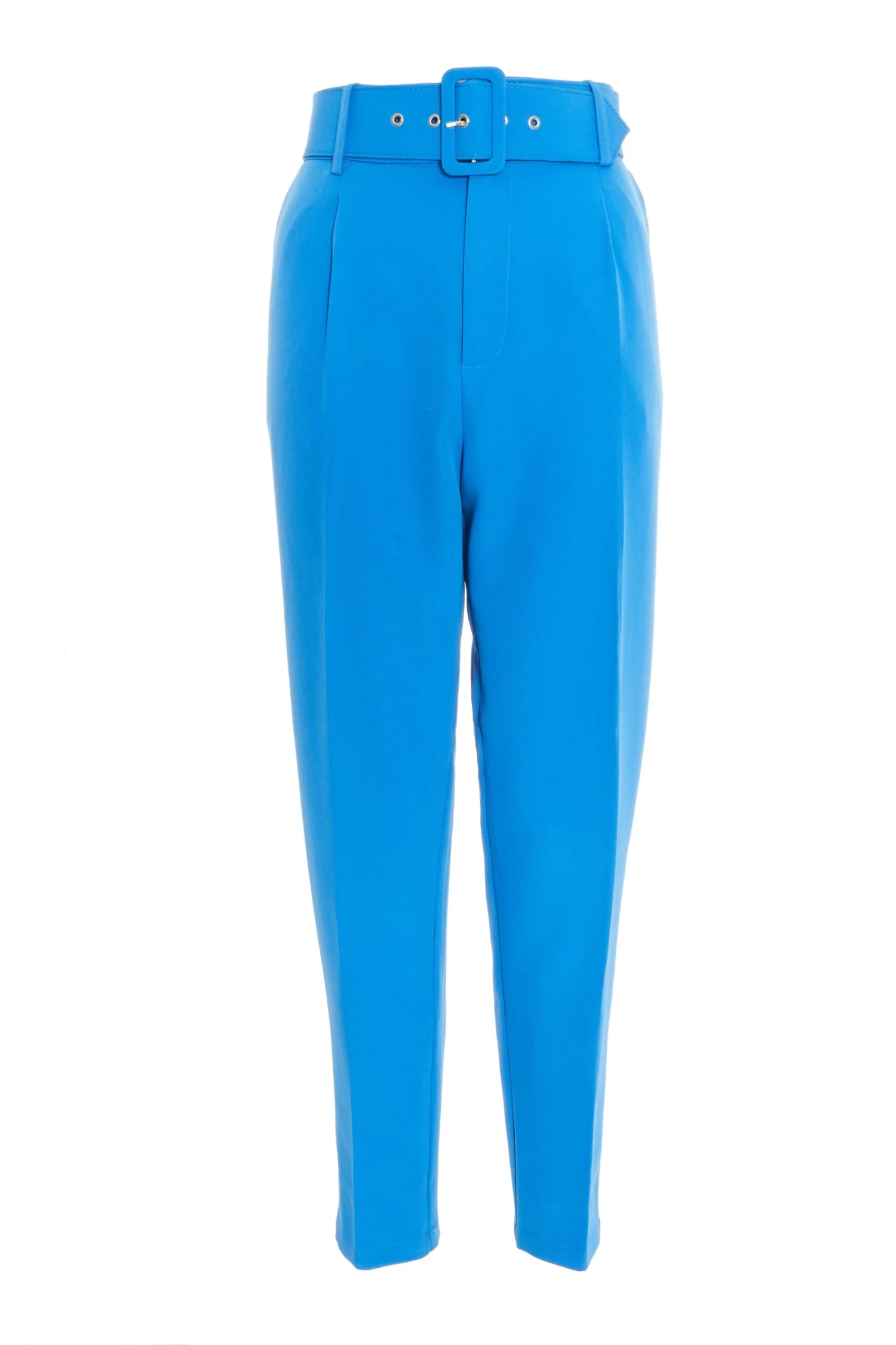 Blue Belted Tapered Trousers