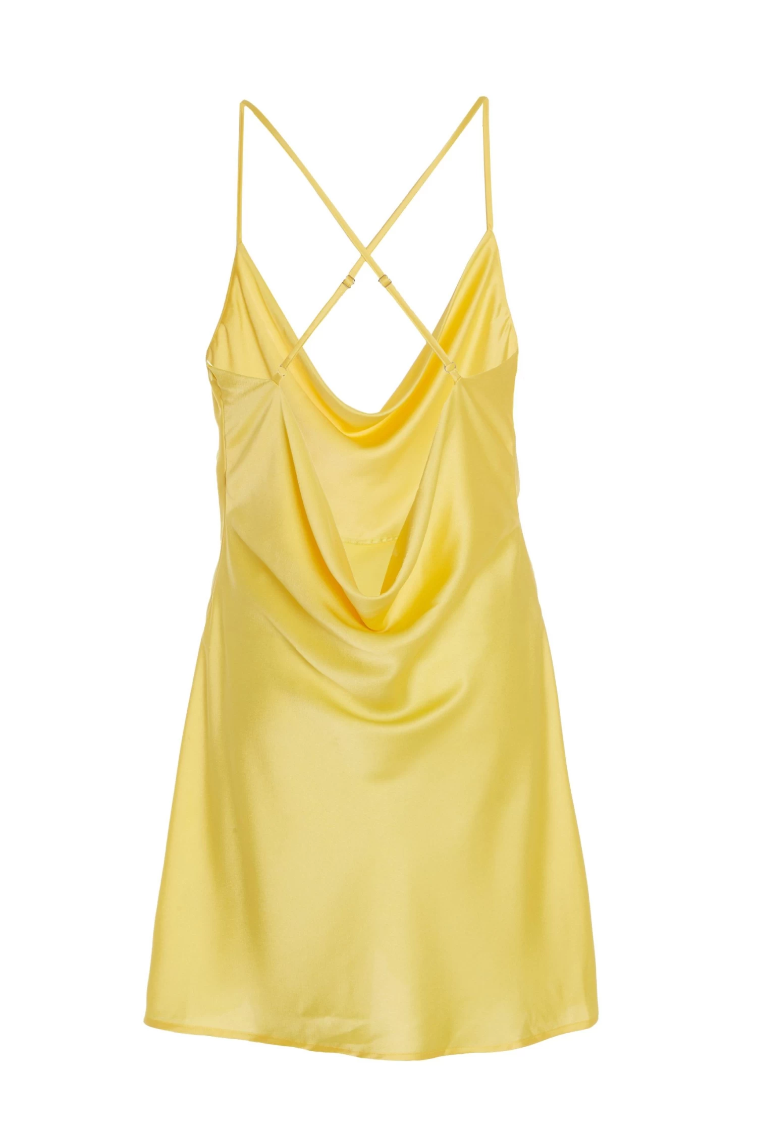 Yellow Satin Mini Dress - Image 5