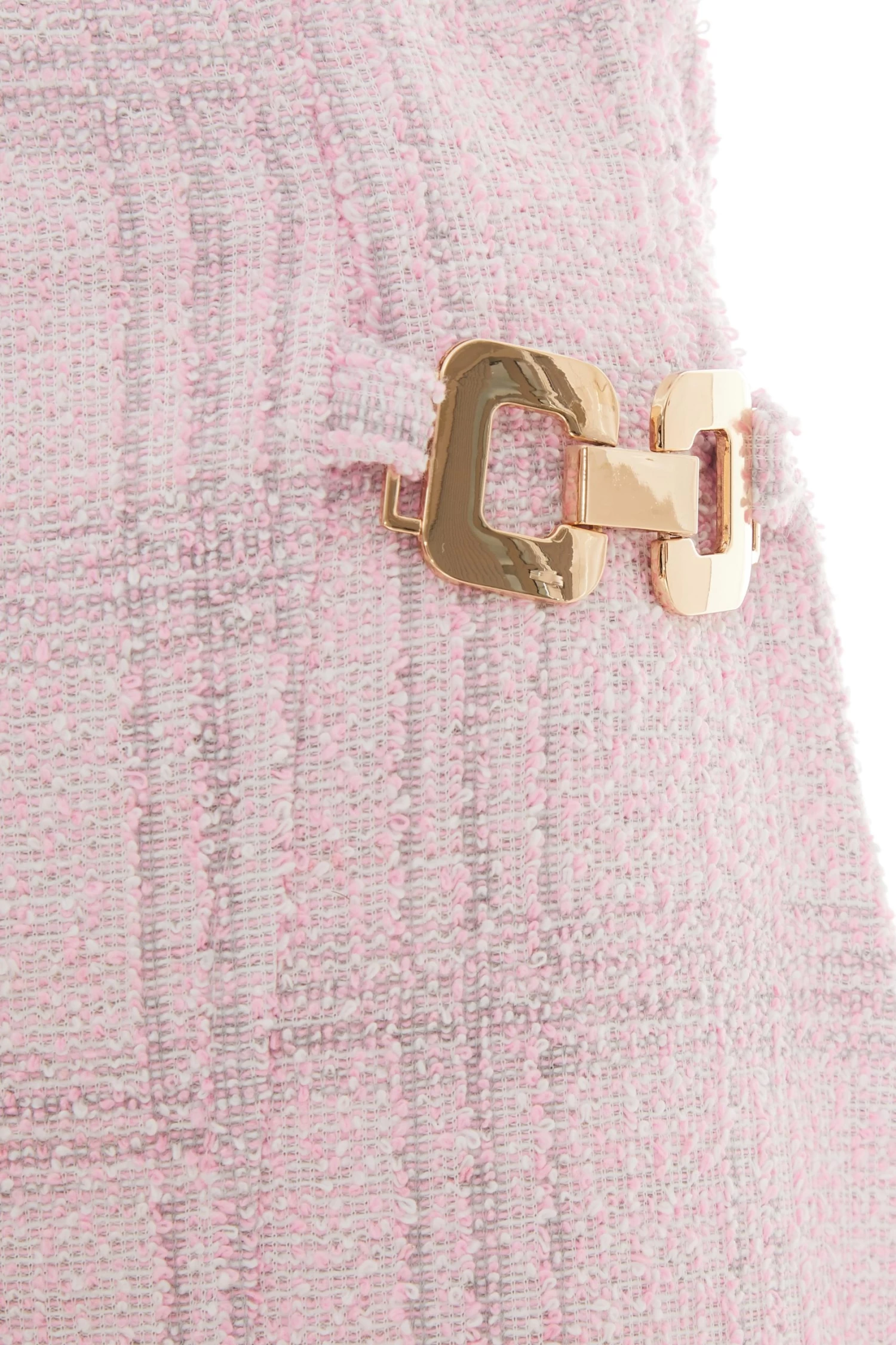 Pink Check Boucle Mini Skirt - Image 6