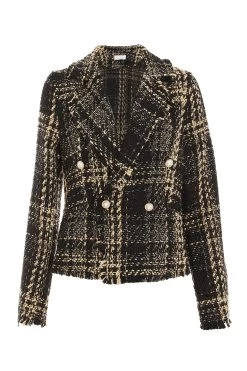 Black Check Boucle Tailored Blazer