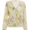 Yellow Floral Chiffon Peplum Top