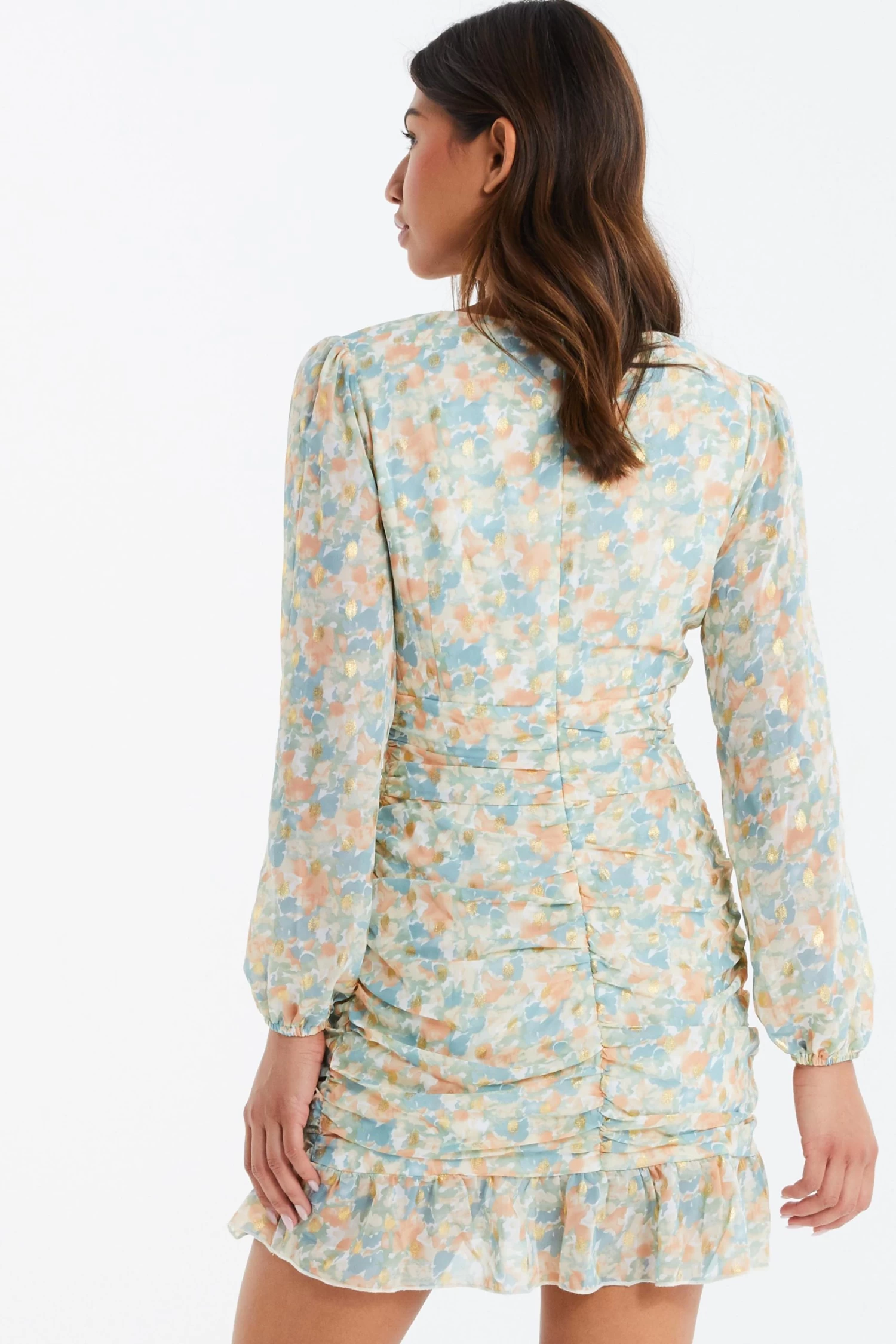 Multicoloured Floral Bodycon Mini Dress - Image 3