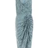 Grey Plisse Ruched Midi Dress