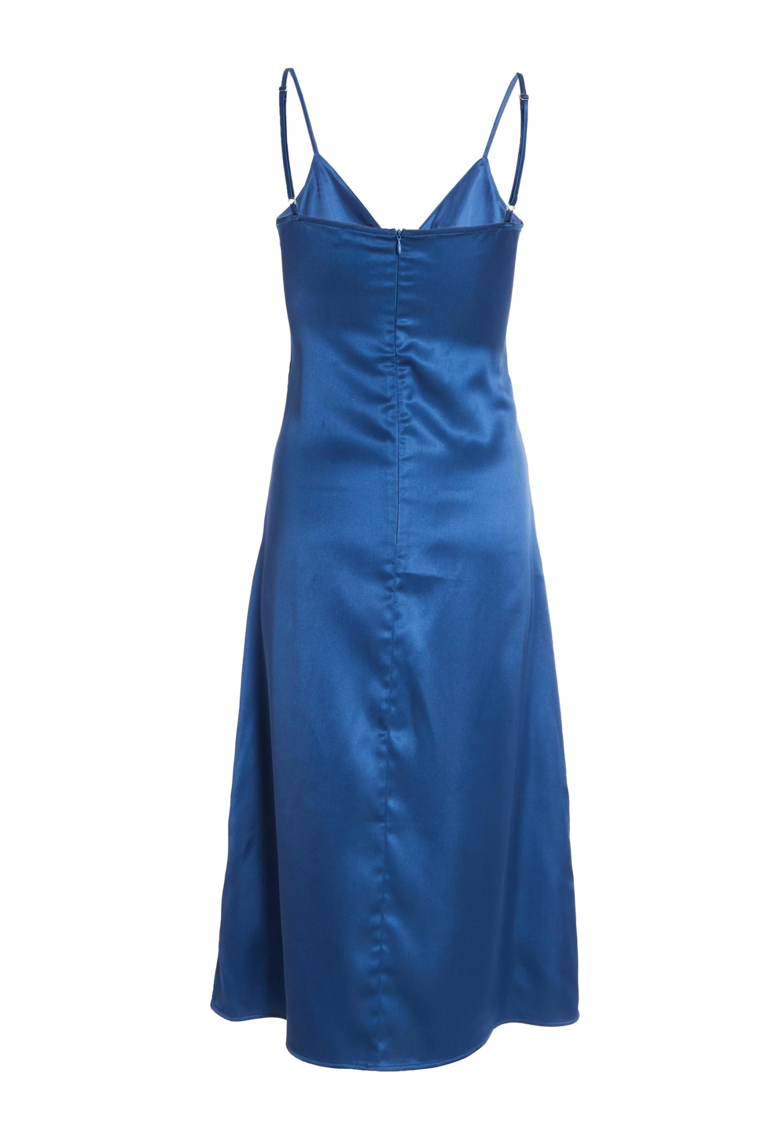 Navy Satin Cut Out Midi Dress - Image 5