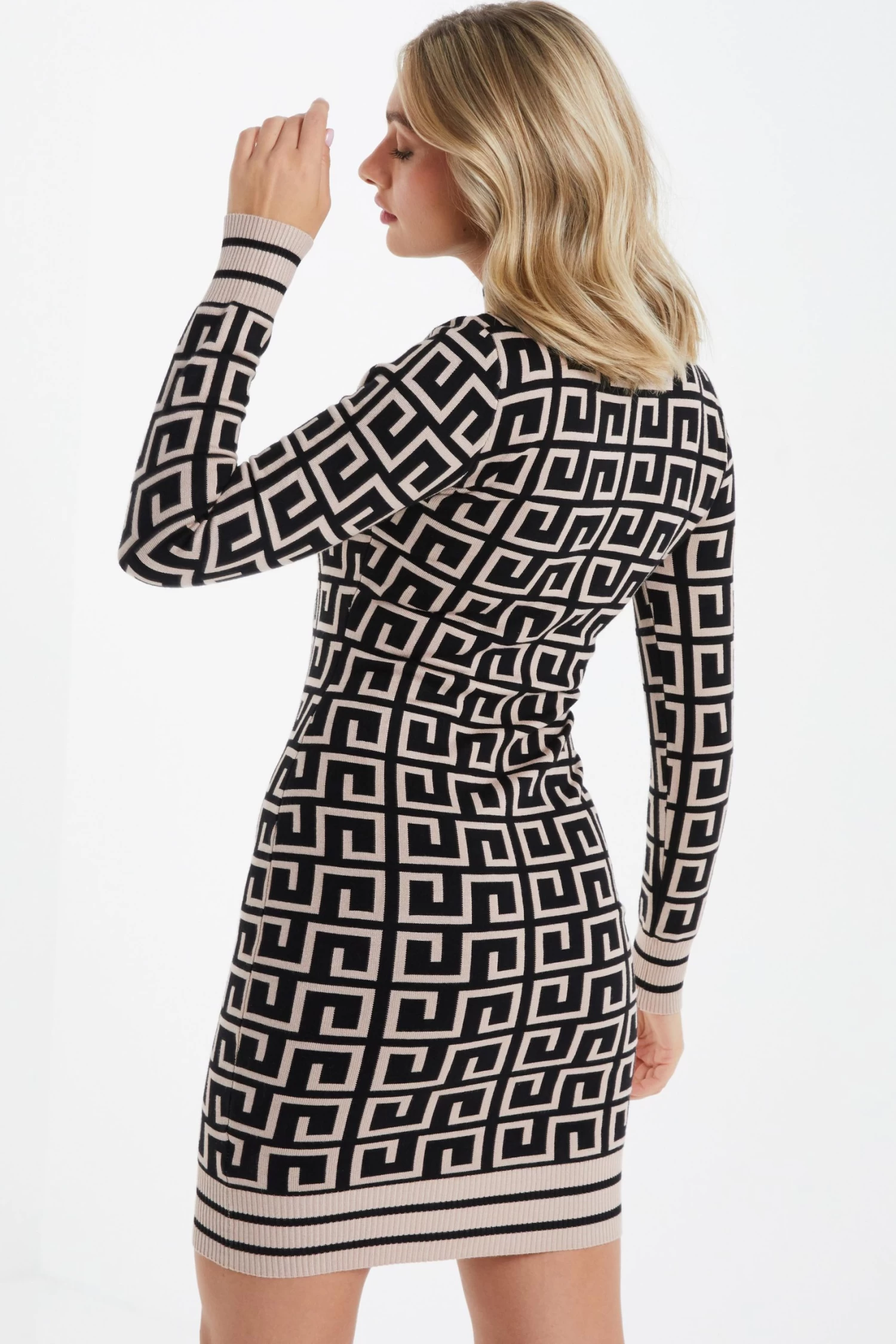 Stone Geometric Mini Jumper Dress - Image 3