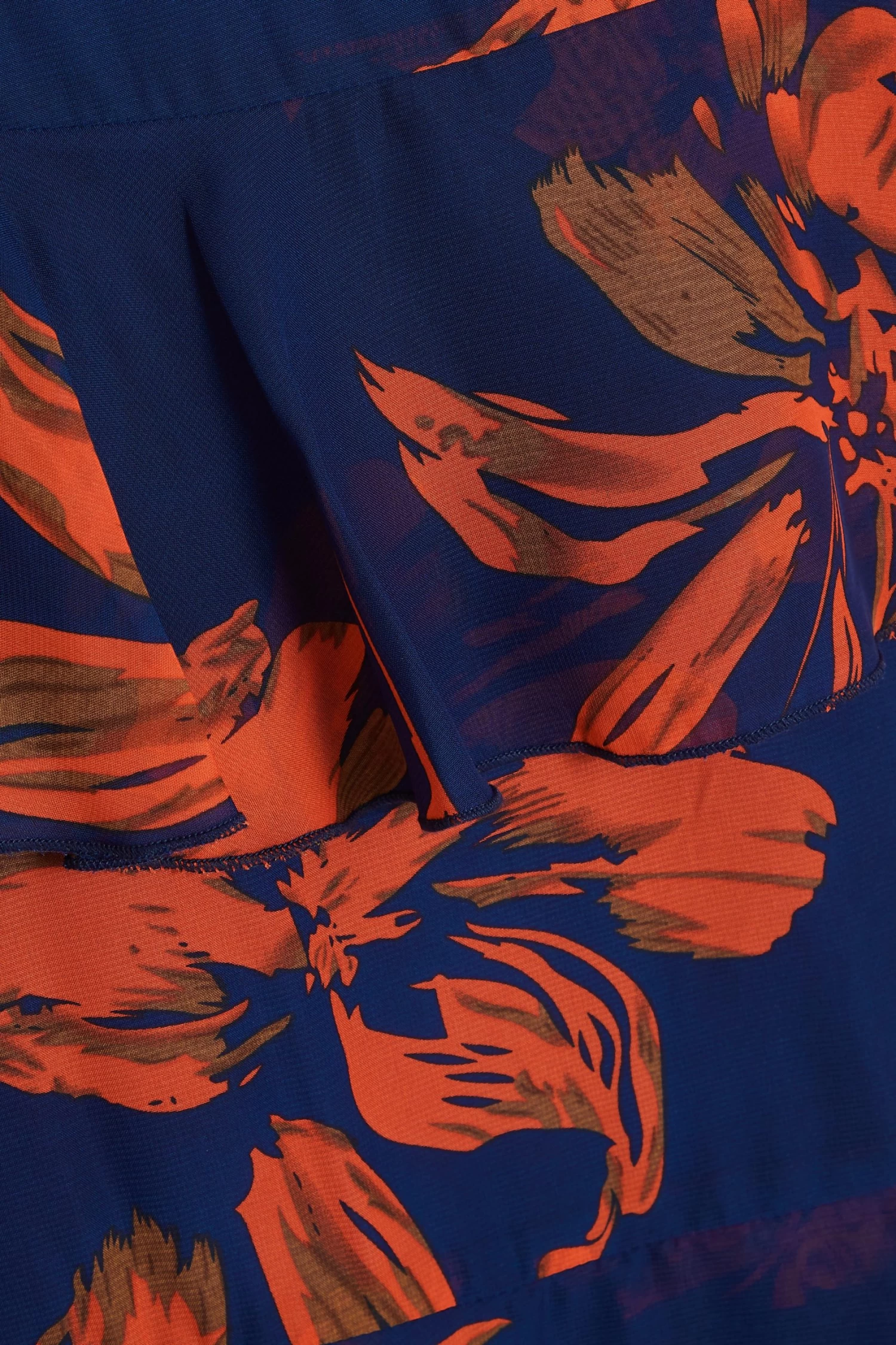 Orange Floral Chiffon Tiered Midi Skirt - Image 6