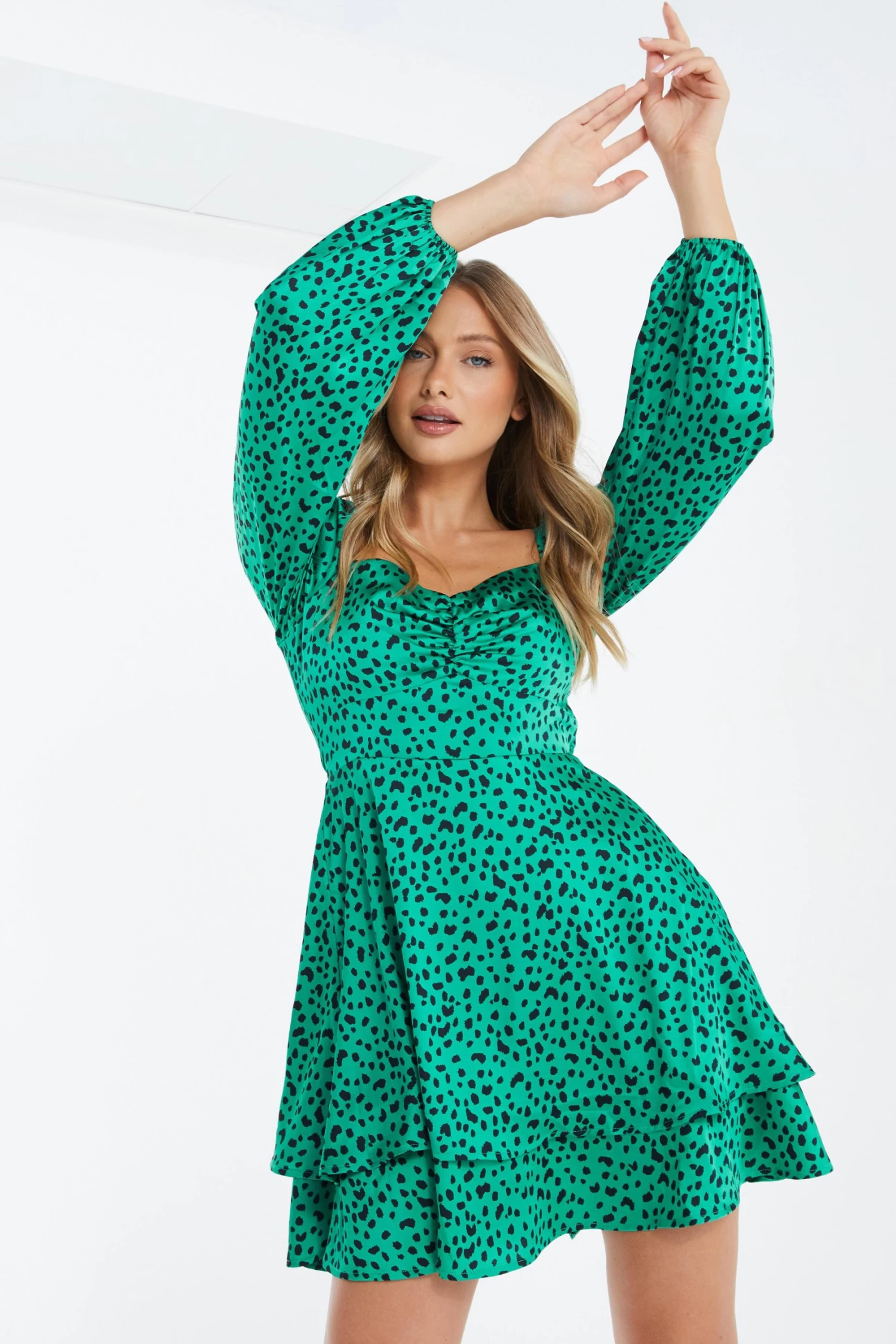 Green Animal Print Skater Dress - Image 2