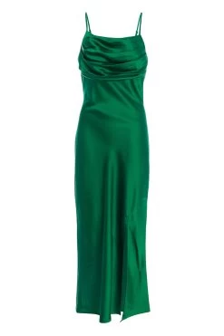 Green Satin Midi Dress