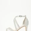 Silver Glitter Cross Strap Heeled Sandals