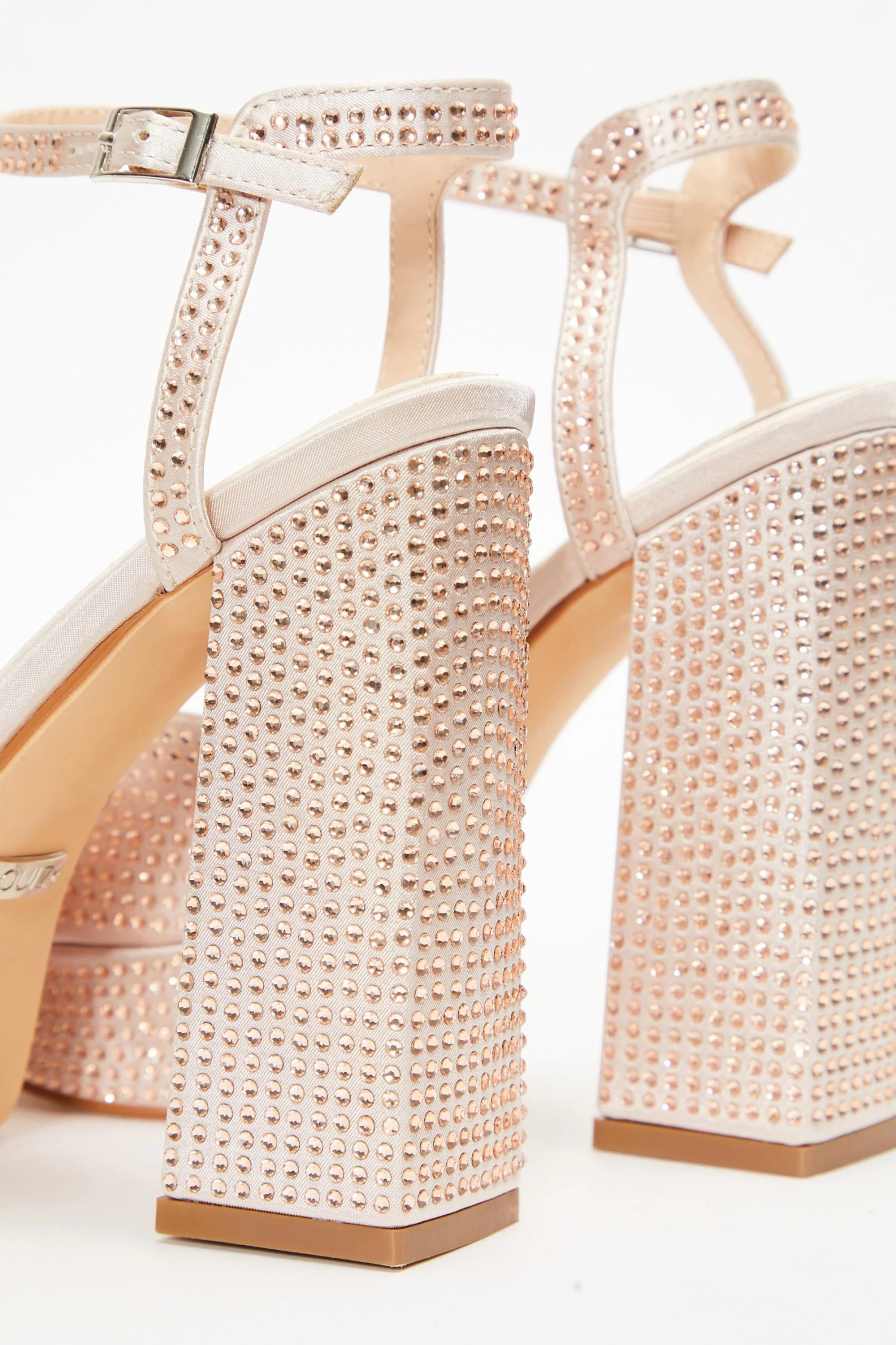 Champagne Diamante Platform Heeled Sandals - Image 5