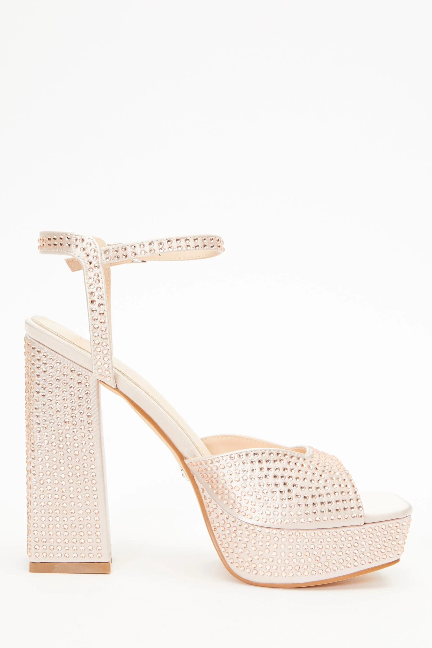 Champagne Diamante Platform Heeled Sandals - Image 6