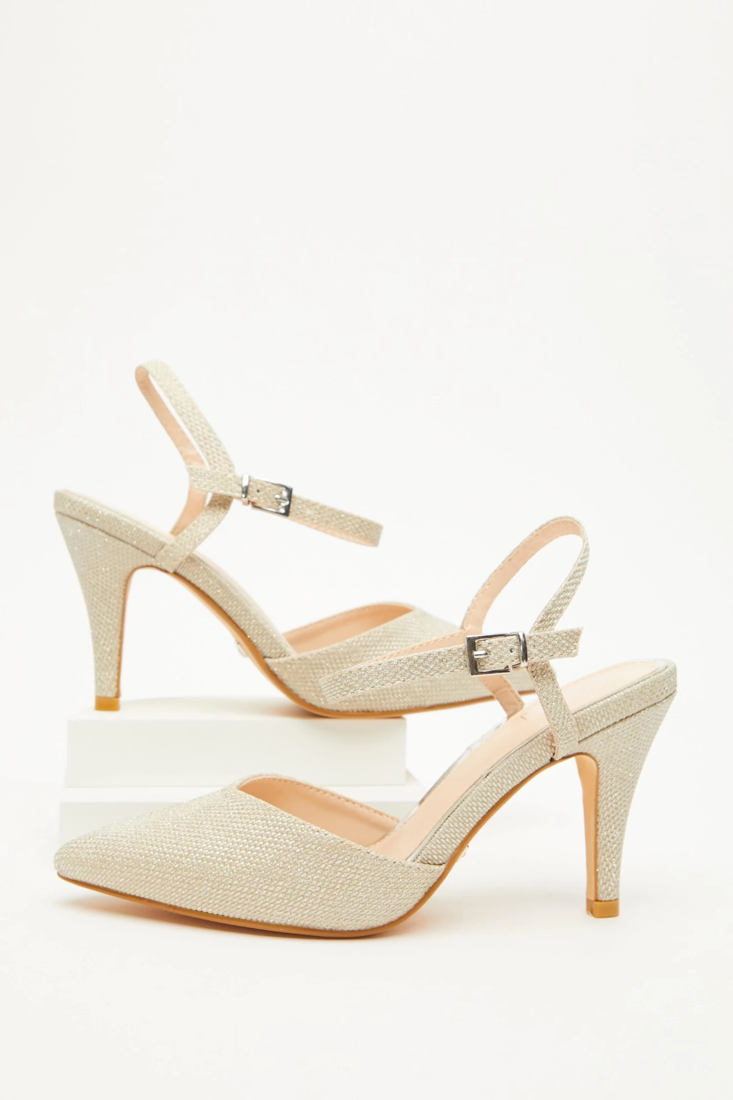 Gold Shimmer Court Heels - Image 4