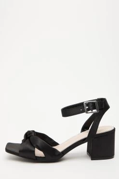 Black Satin Knot Heeled Sandals