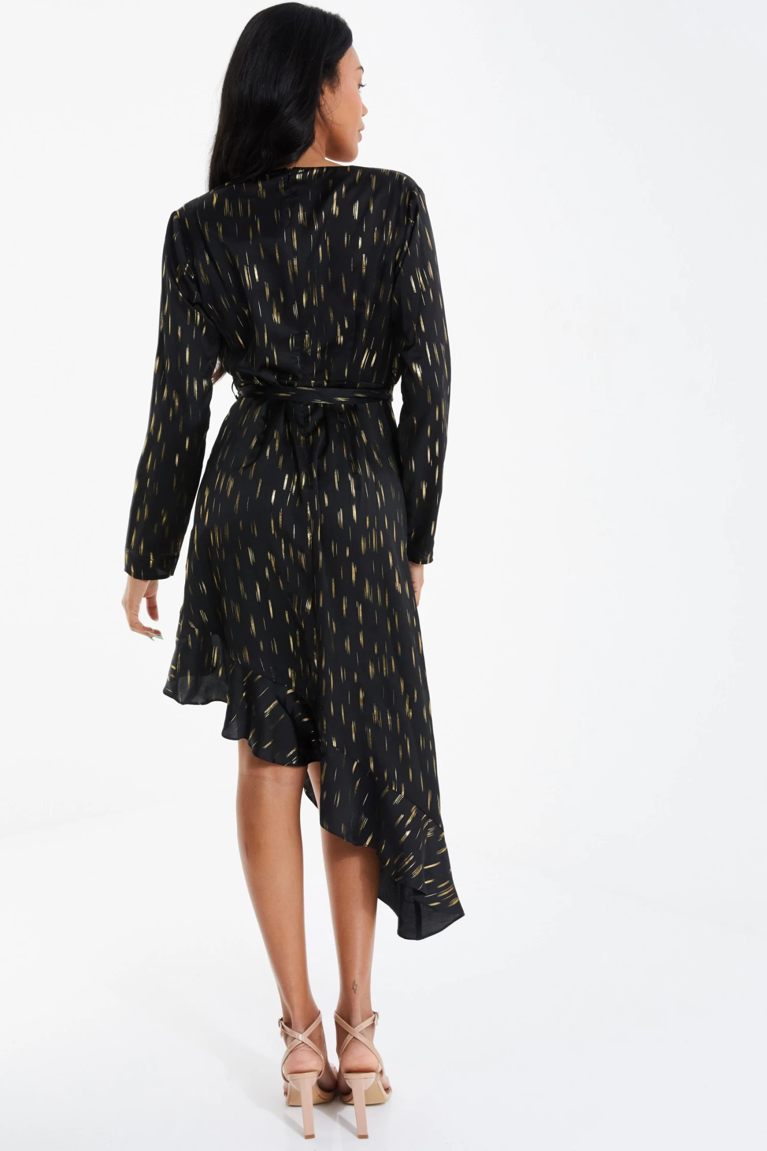 Black Metallic Stripe Midi Dress - Image 3