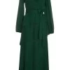 Green Chiffon Wrap Maxi Dress