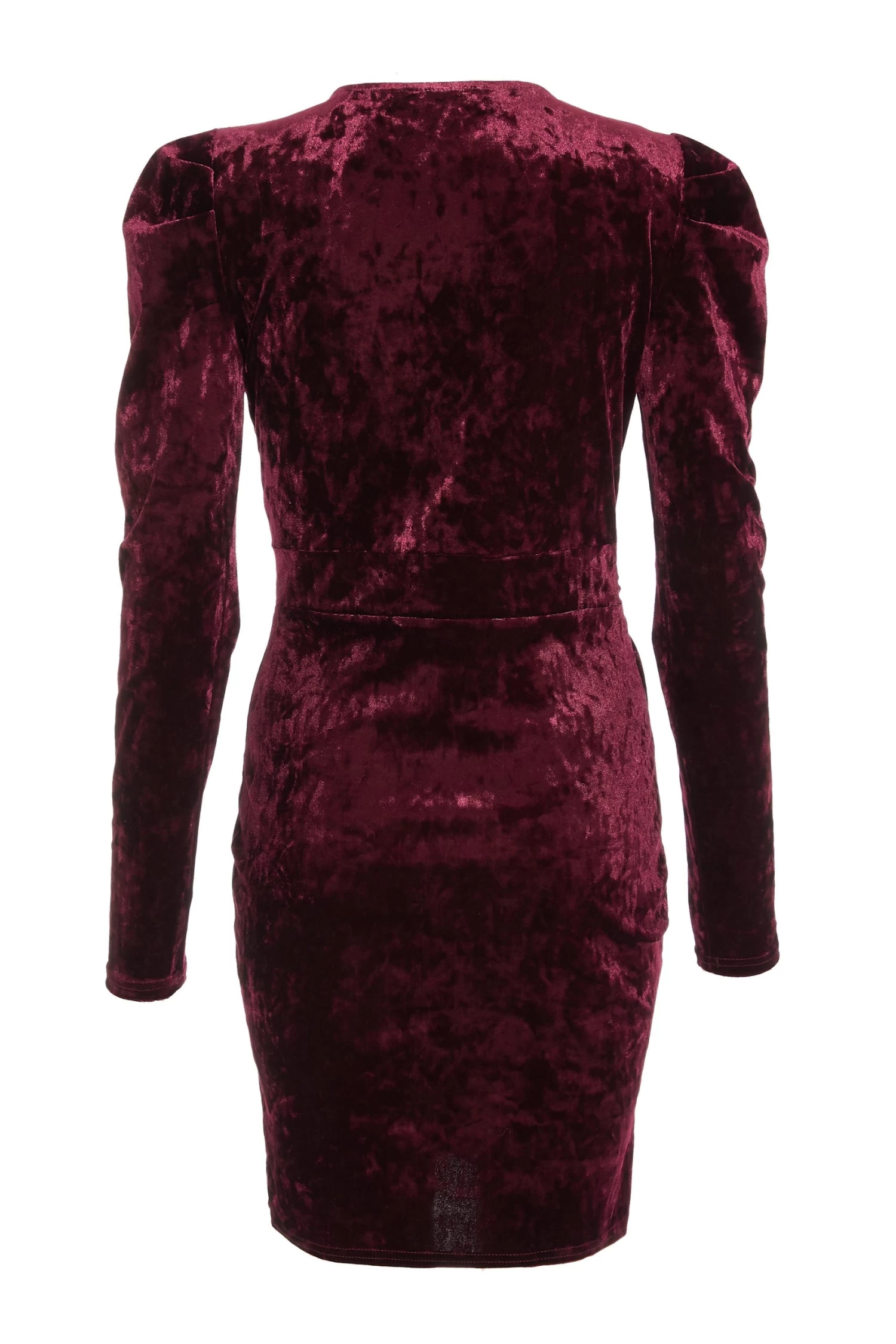 Berry Velvet Wrap Bodycon Mini Dress - Image 5