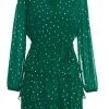 Bottle Green Chiffon Foil Mini Dress