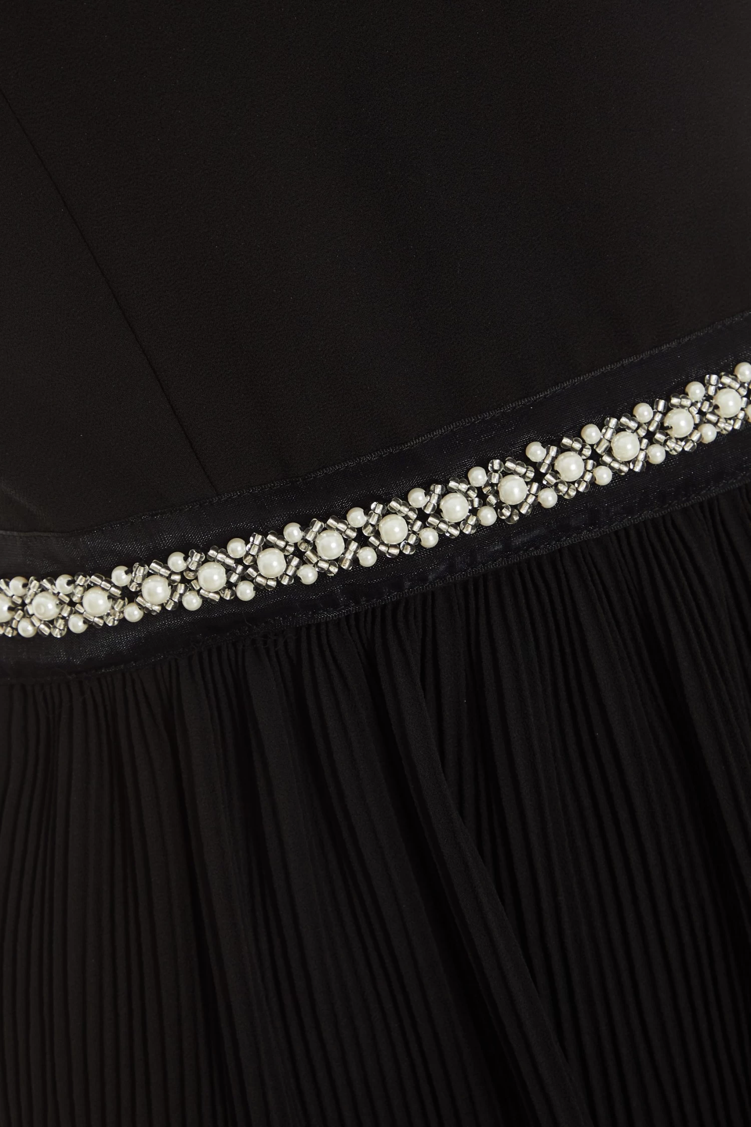 Black Chiffon Embellished Tiered Midi Dress - Image 6