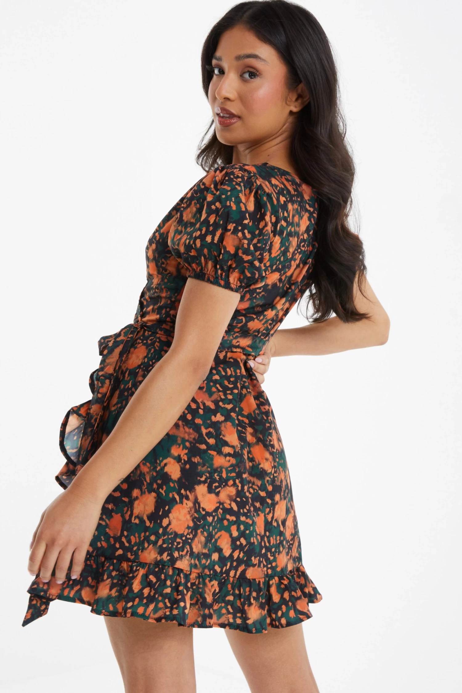 Petite Multicoloured Animal Print Wrap Midi Dress - Image 3