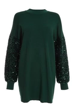 Bottle Green Embellished Jumper