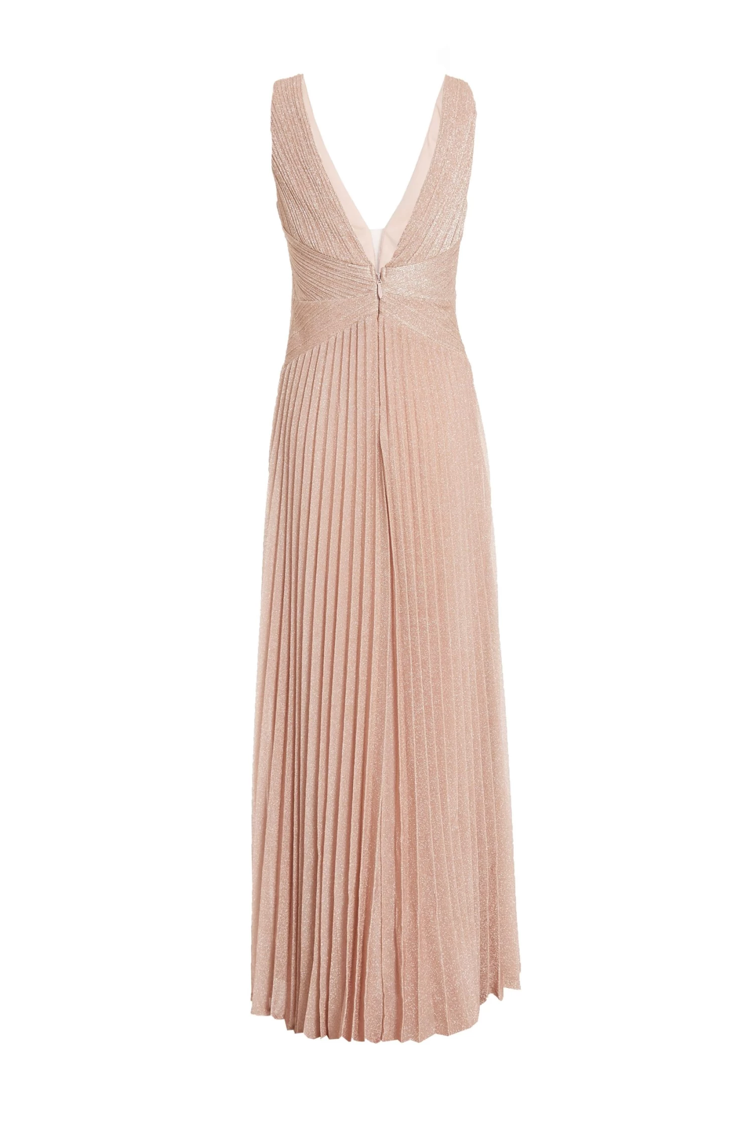 Nude Shimmer Pleated Maxi Dress - Image 4