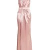 Pink Satin Wrap Split Leg Maxi Dress