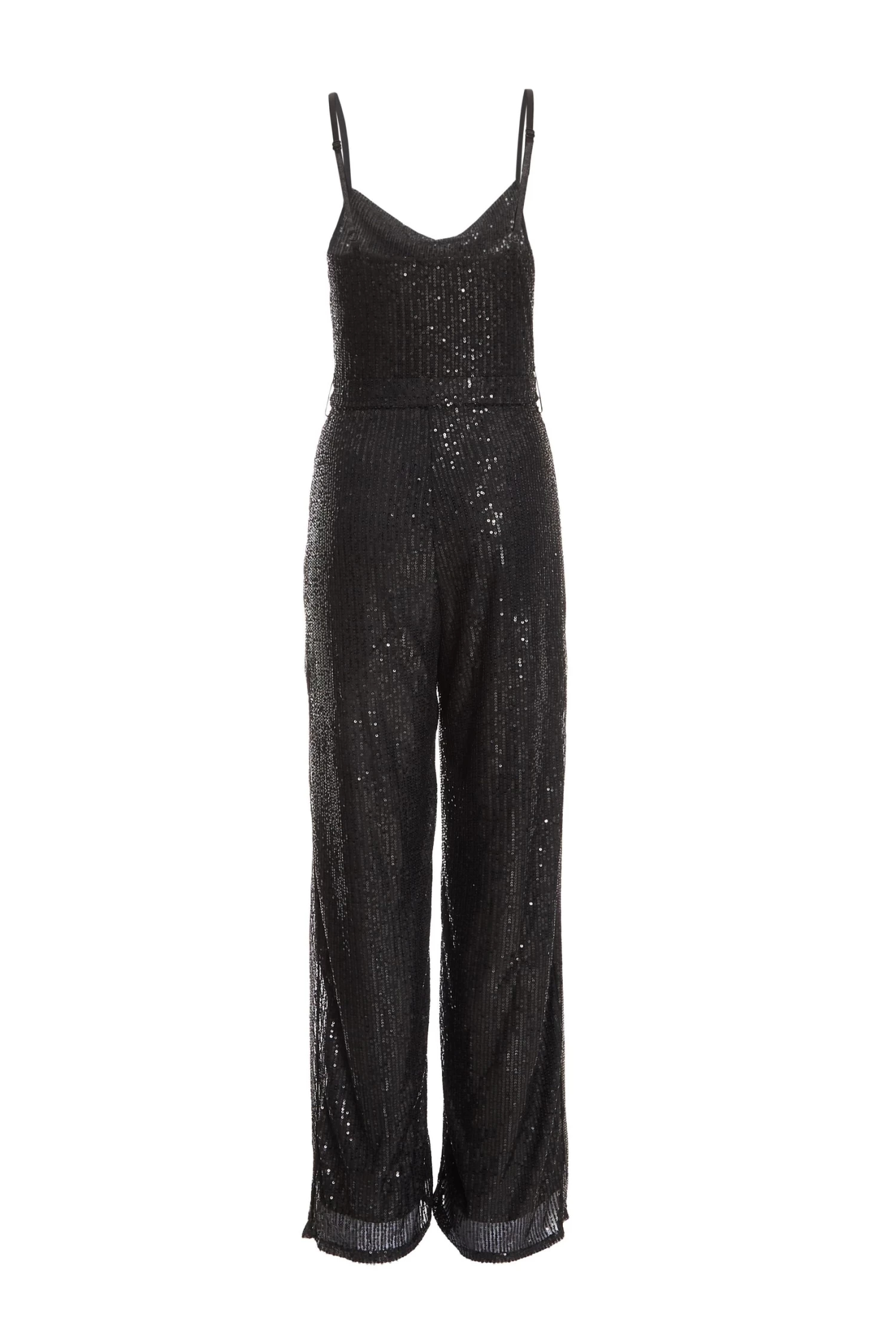 Black Sequin Cowl Neck Palazzo Jumpsuit - Image 5