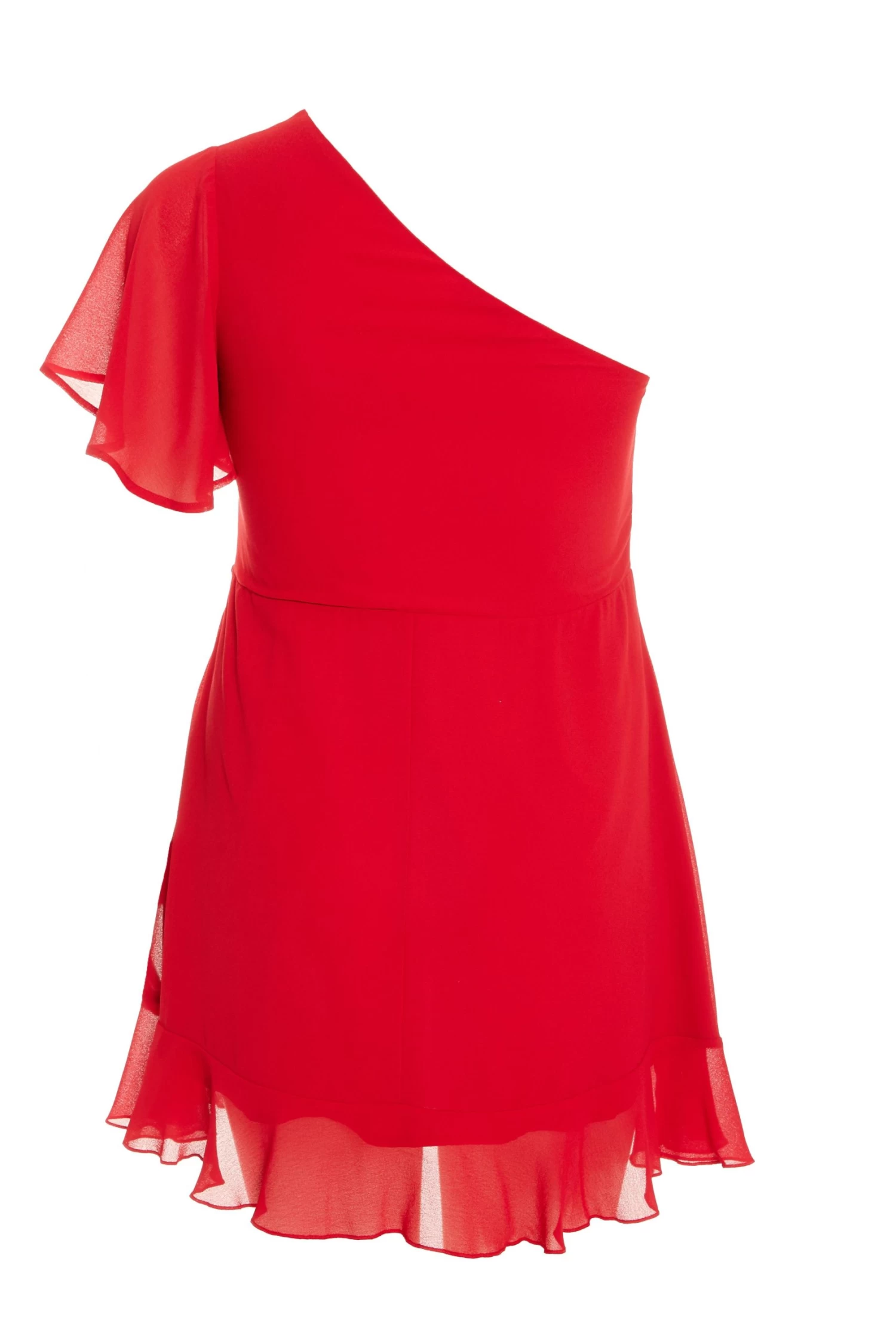 Curve Red Chiffon Mini Dress - Image 5