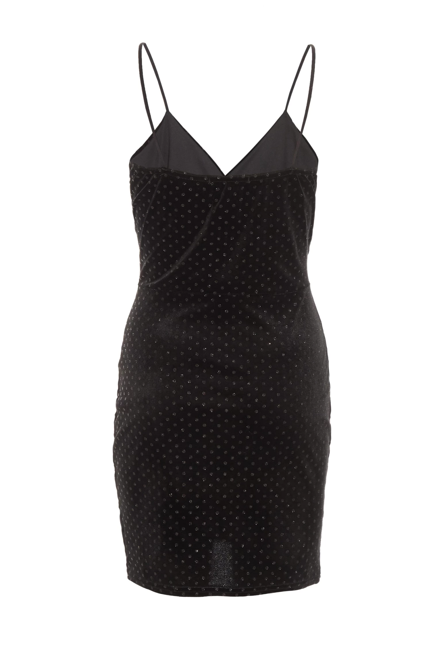 Black Velvet Glitter Polka Dot Mini Dress - Image 5