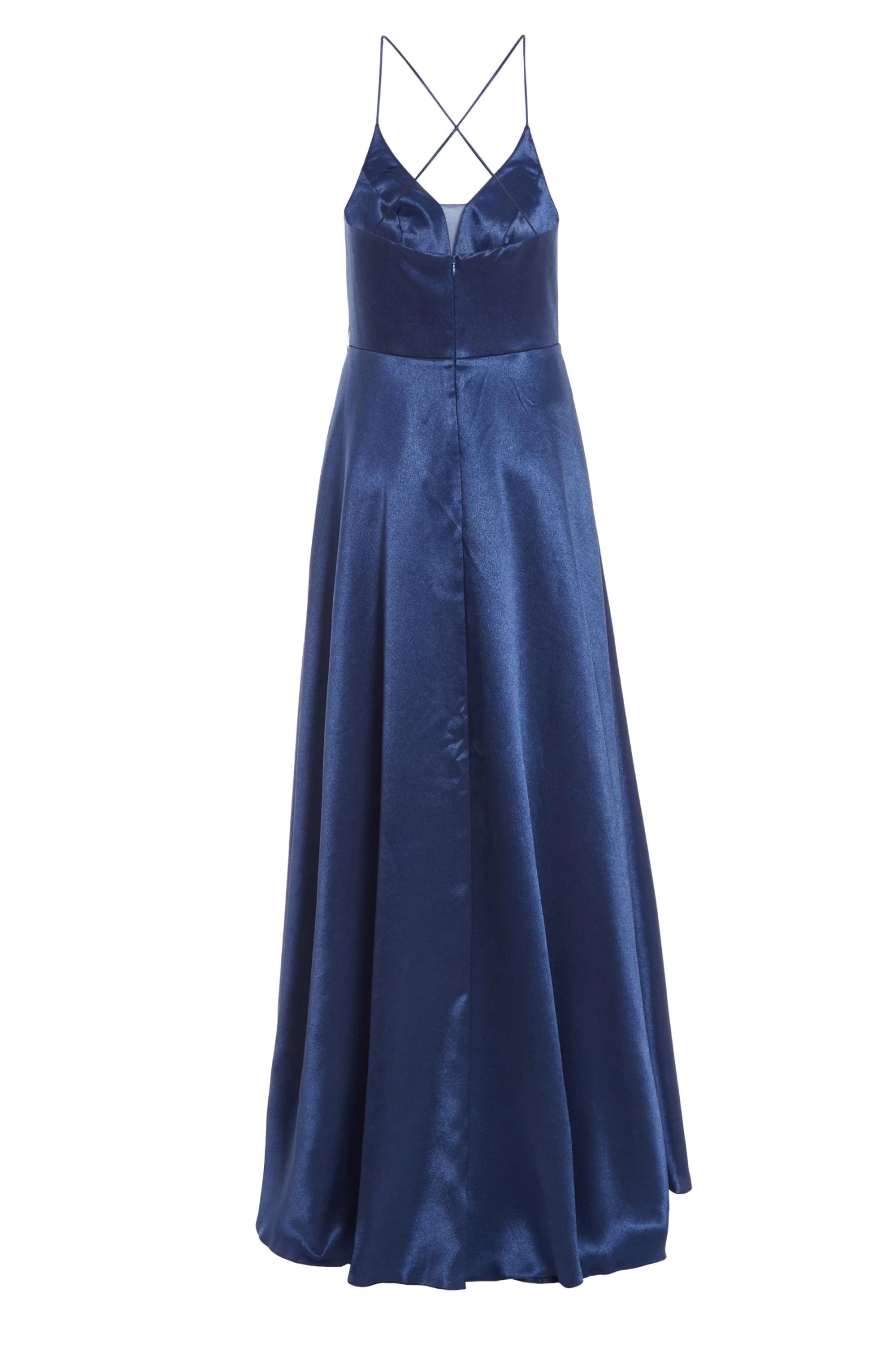 Navy Satin Maxi Dress - Image 5