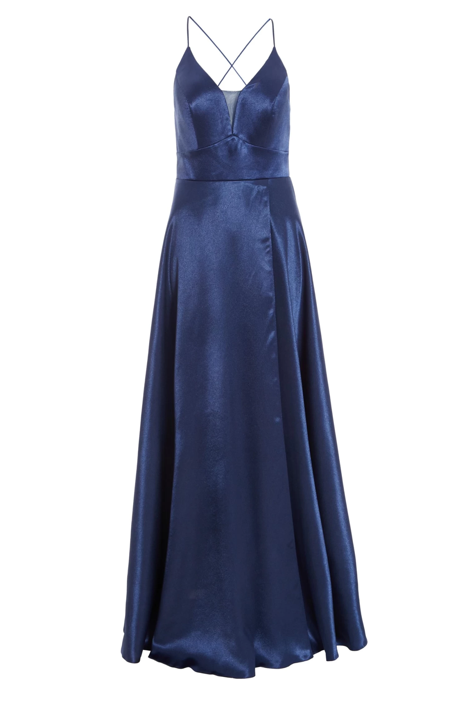 Navy Satin Maxi Dress