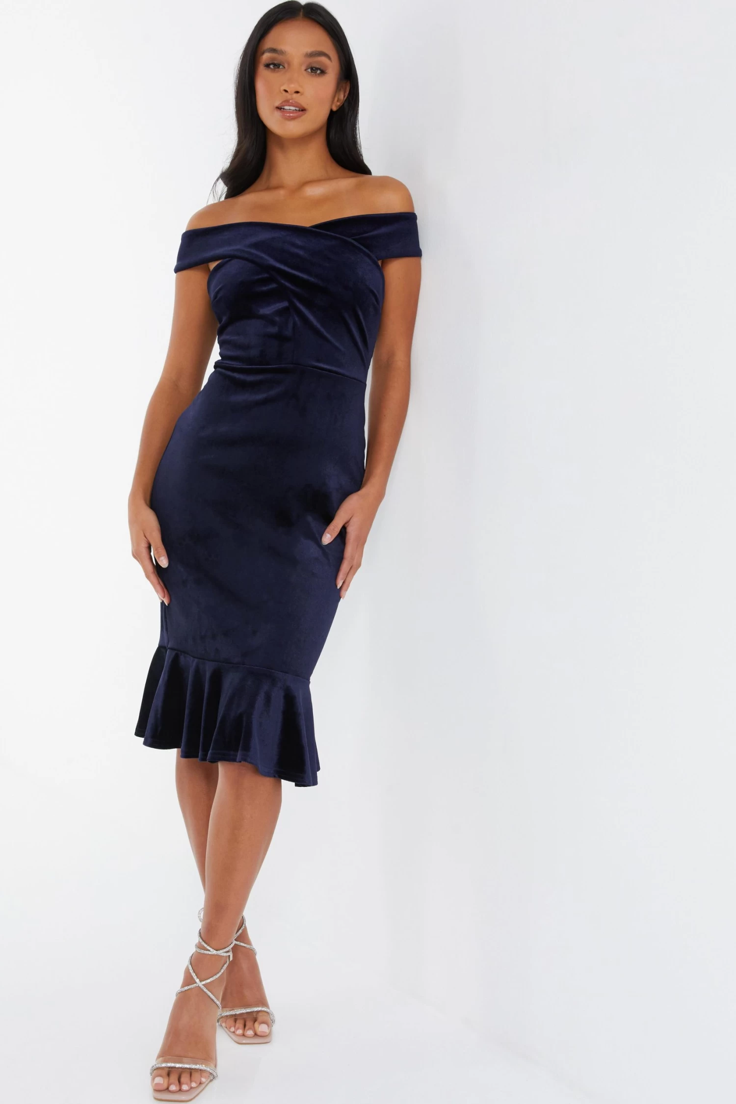 Petite Royal Blue Velvet Midi Dress - Image 2