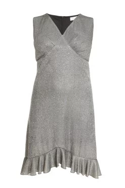 Curve Silver Bodycon Frill Midi Dress