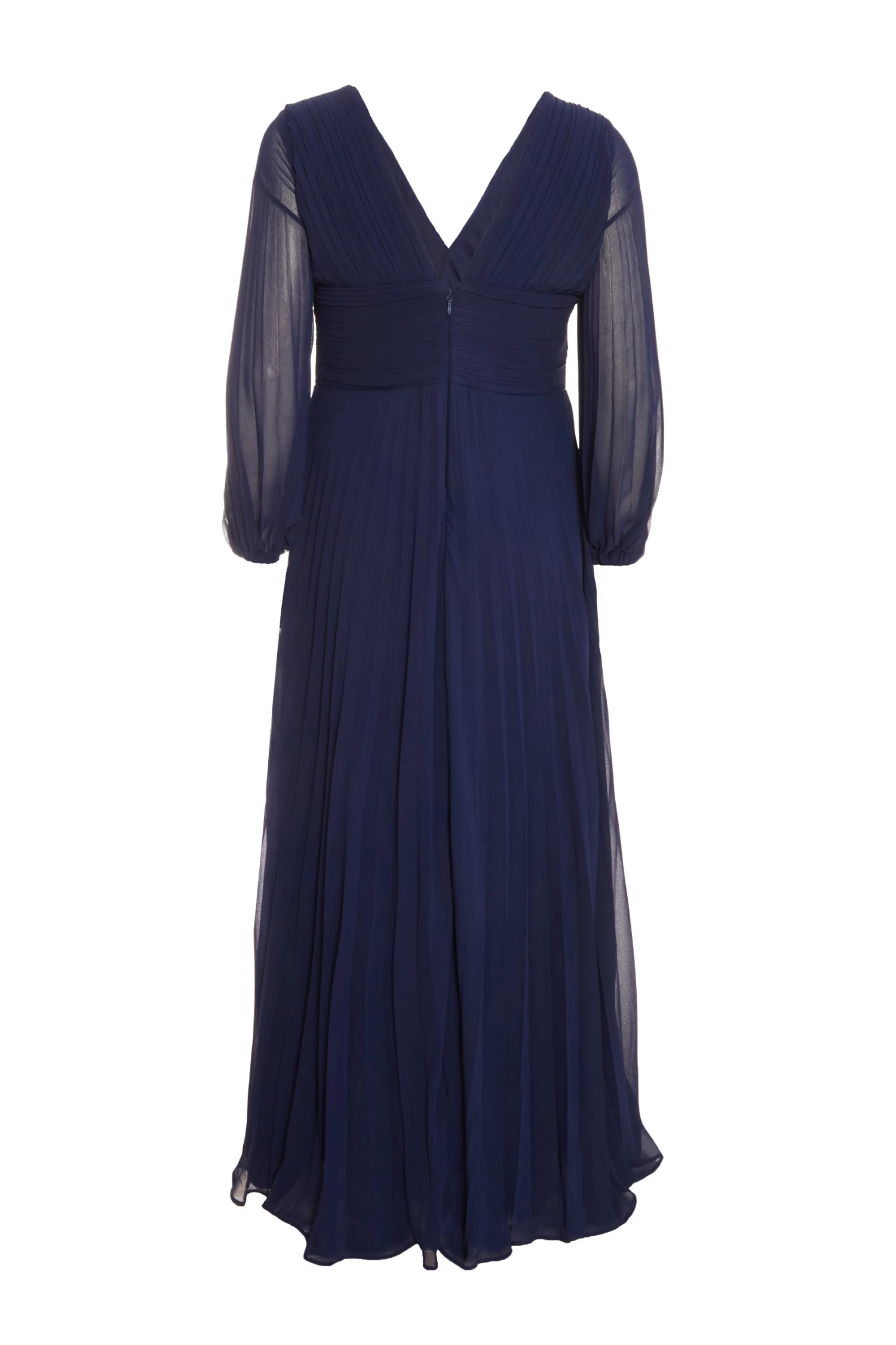 Curve Navy Pleated Chiffon Maxi Dress - Image 5