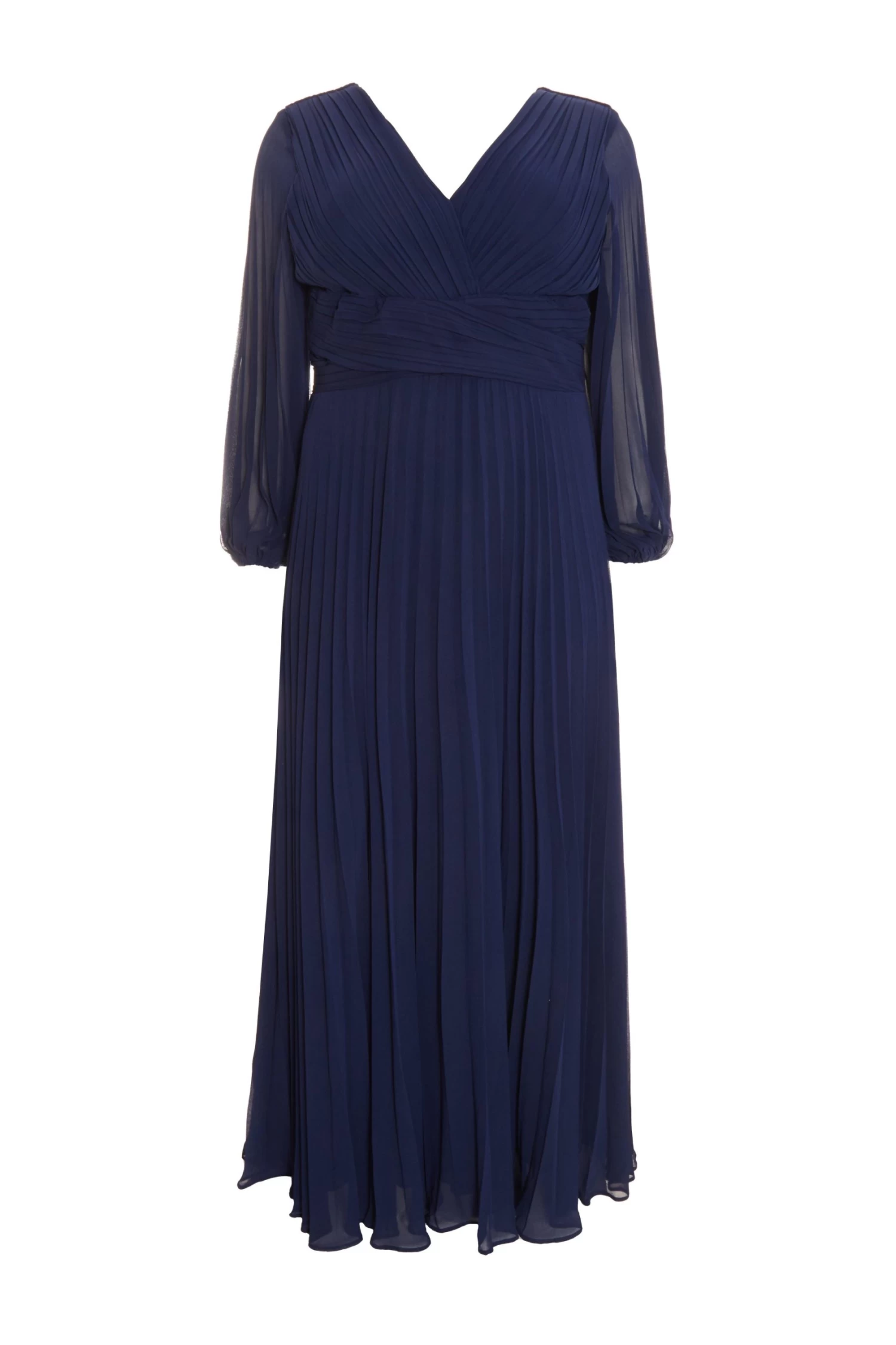 Curve Navy Pleated Chiffon Maxi Dress