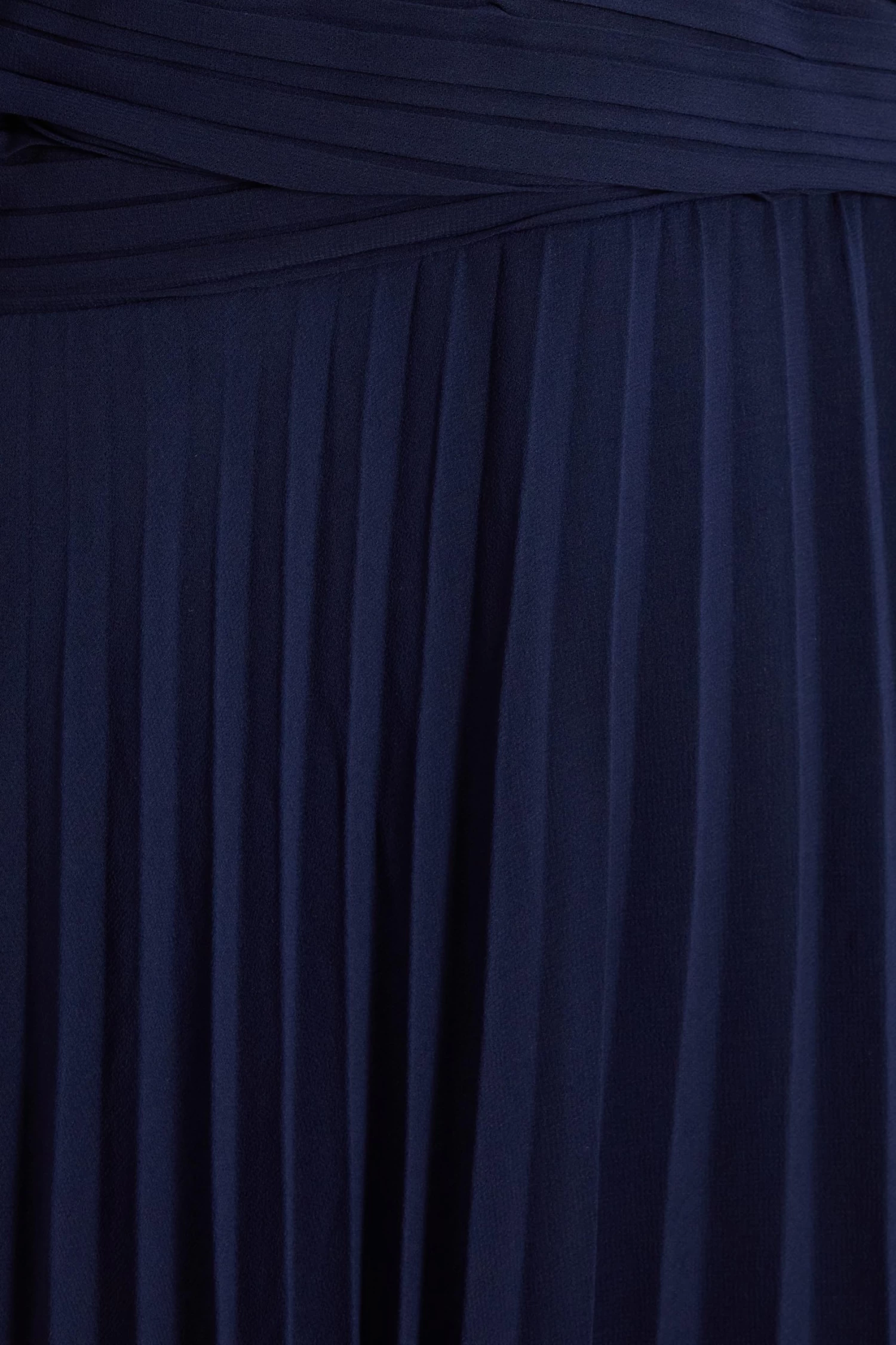 Curve Navy Pleated Chiffon Maxi Dress - Image 6