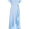 Light Blue Satin Wrap Maxi Dress