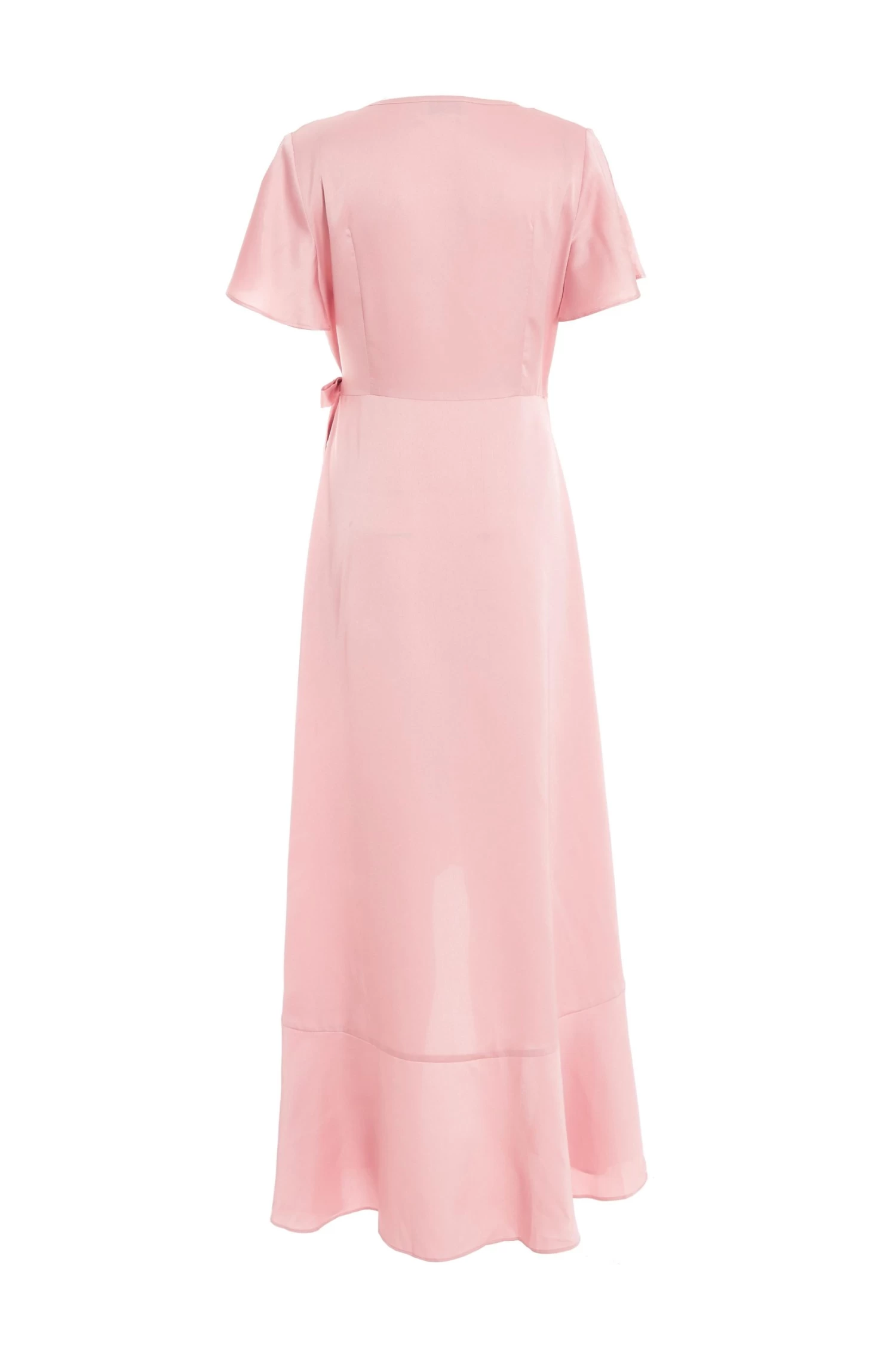 Pink Satin Wrap Maxi Dress - Image 5