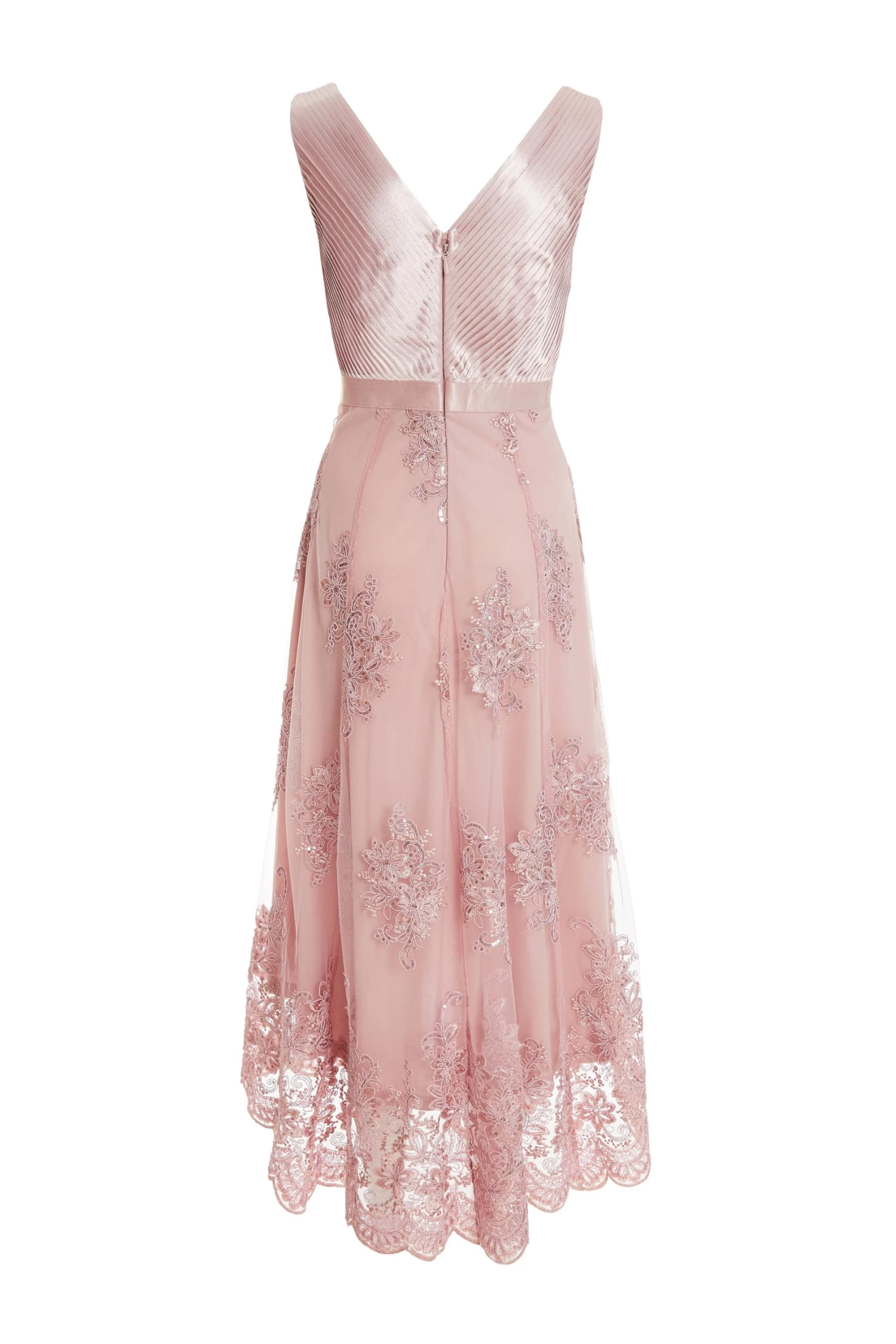 Pink Embroidered Dip Hem Dress - Image 5