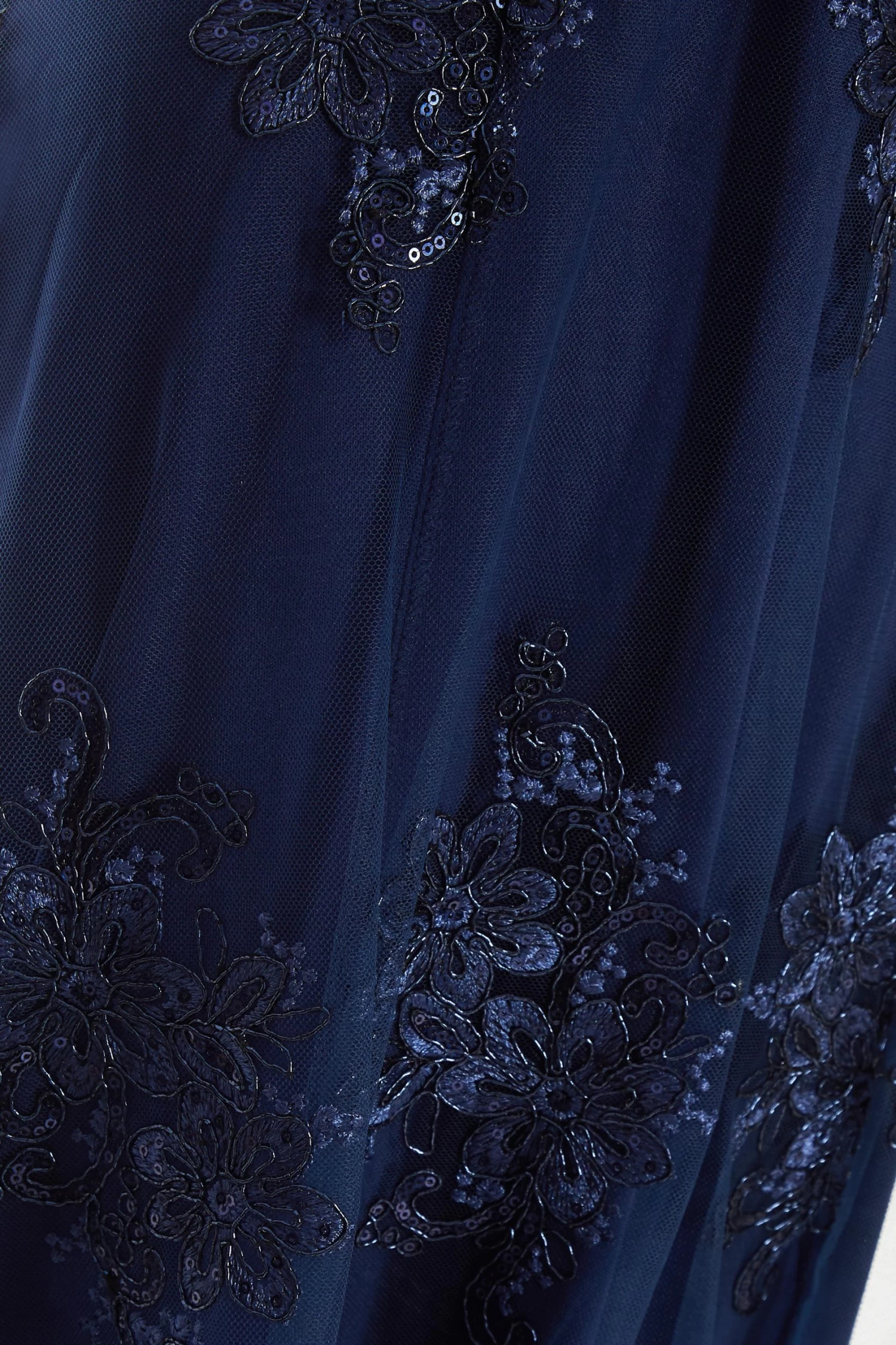 Navy Embroidered Dip Hem Dress - Image 6