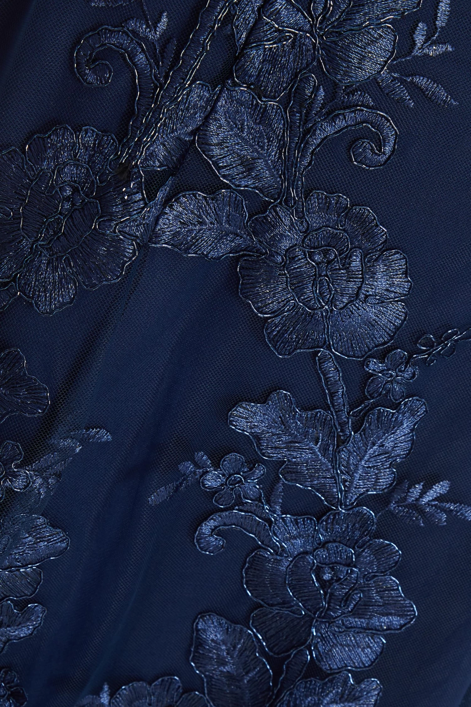 Navy Lace Dip Hem Strappy Midi Dress - Image 6