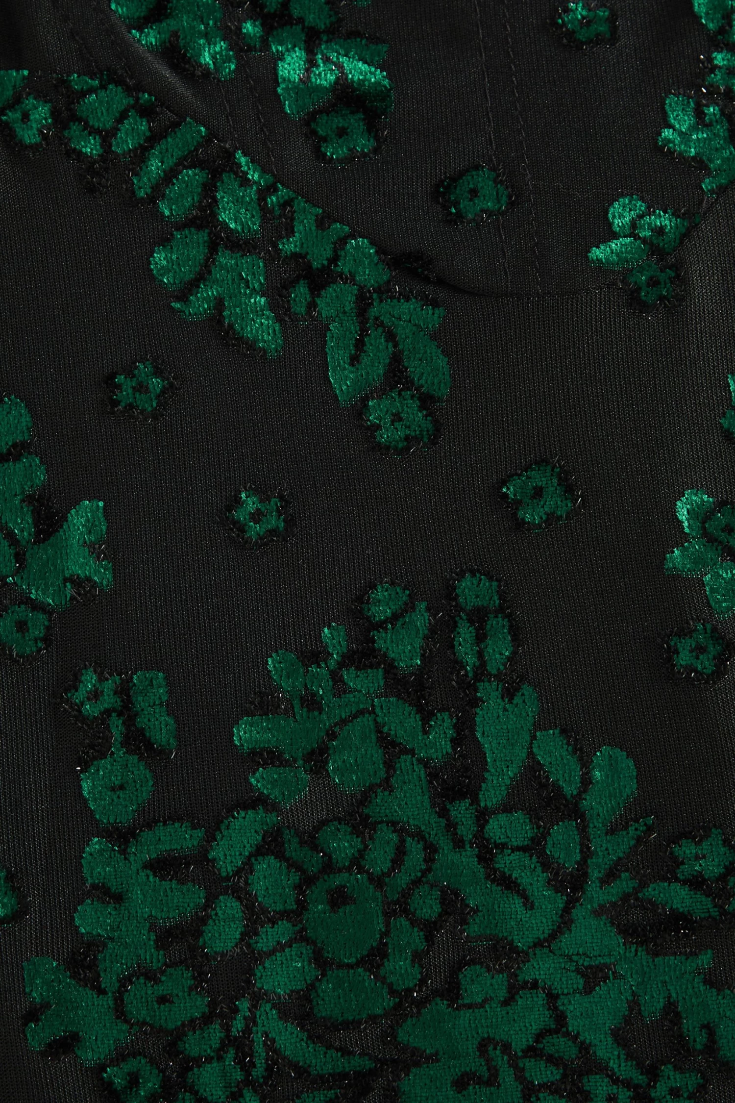 Bottle Green Velvet Floral Midi Dress - Image 6