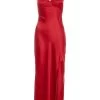 Red Satin Bow Midaxi Dress
