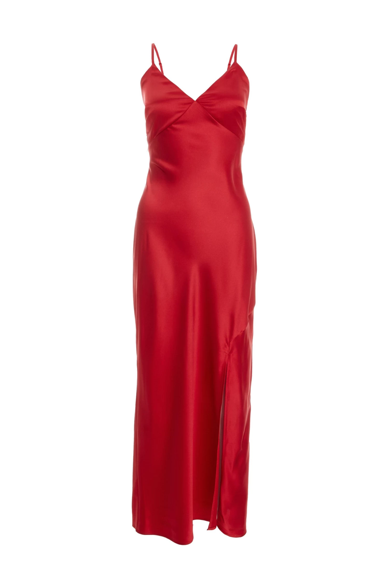 Red Satin Bow Midaxi Dress