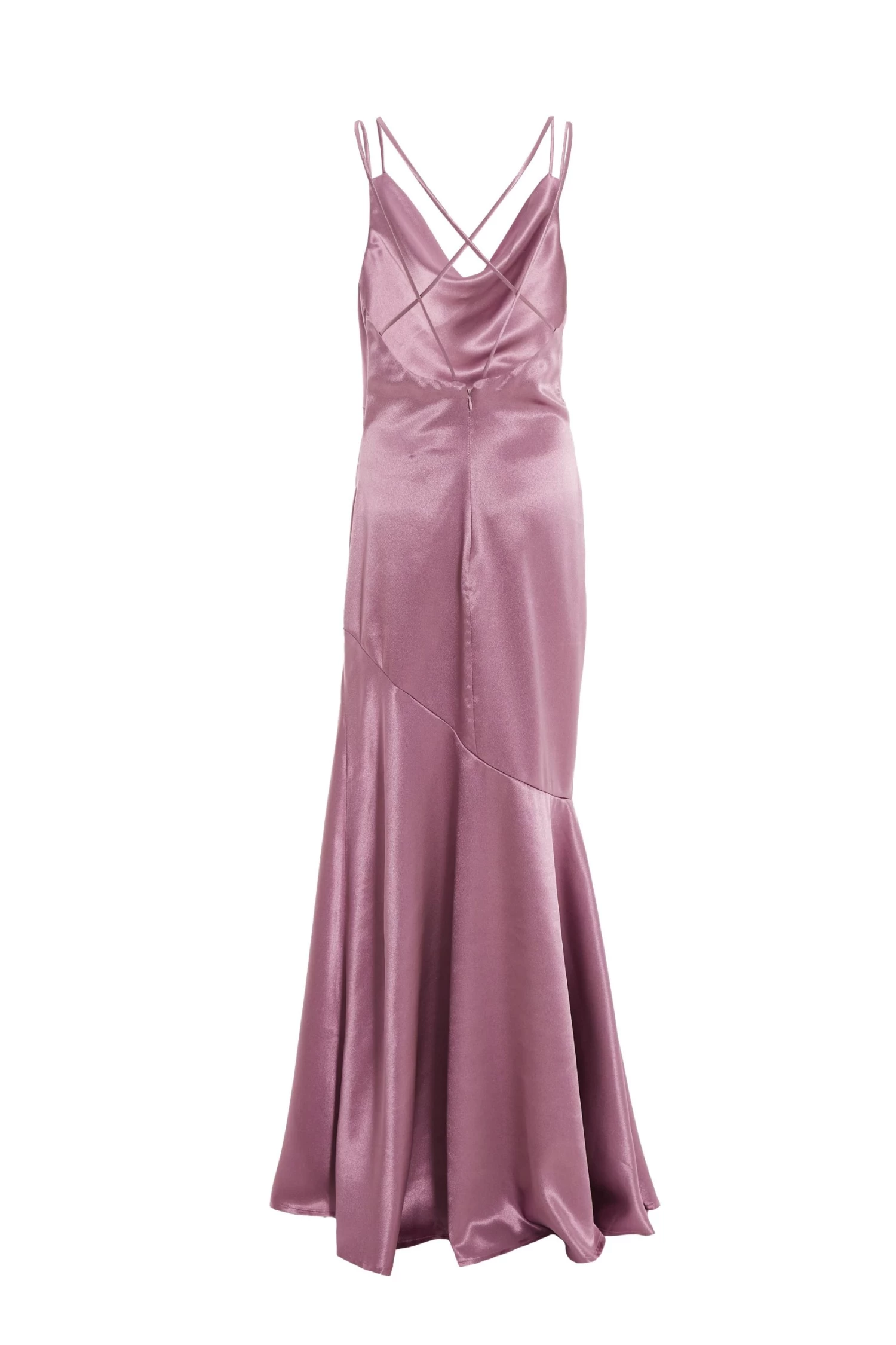 Pink Satin Cross Back Maxi Dress - Image 5