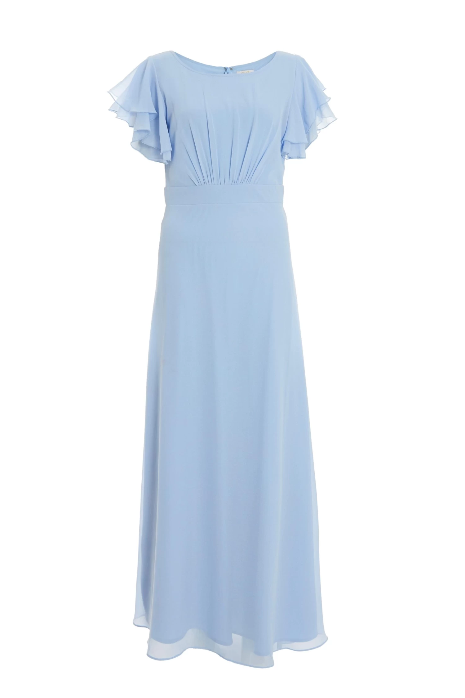 Light Blue Chiffon Frill Sleeve Maxi Dress