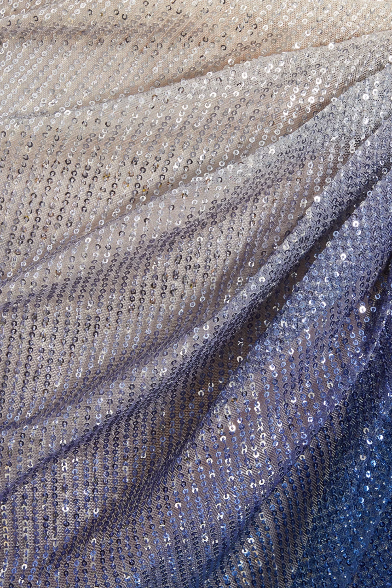 Silver Ombre Sequin Ruched Midi Dress - Image 6